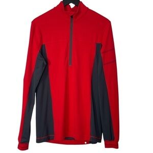 Lululemon Men's Half Zip Long Sleeve Athletic Top Red/Charcoal S